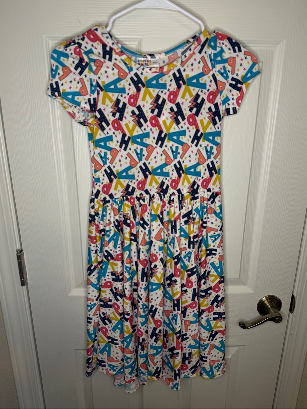 Dot Dot Smile Kids Colorful Letter Print Short Sleeve Skater Dress Size 8/10